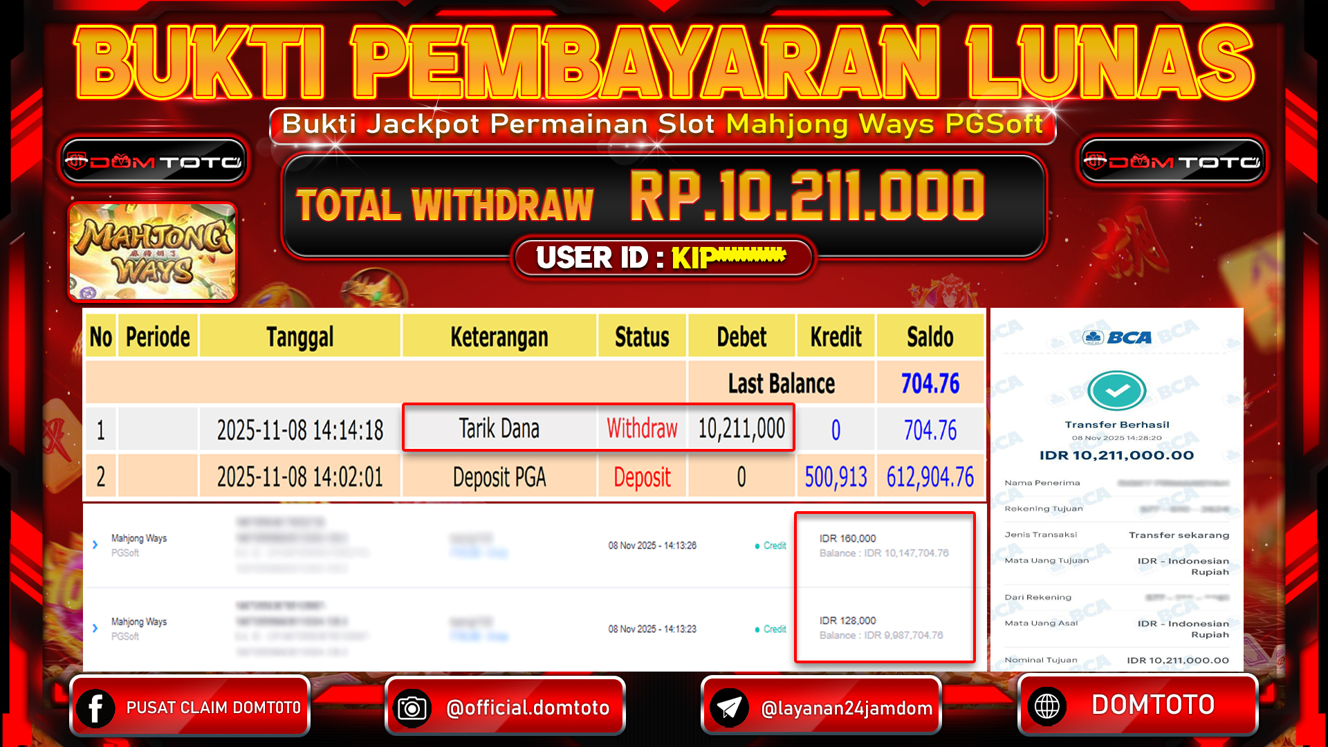 JACKPOT Slot Mahjong Ways PGSoft  08 NOVEMBER 2025